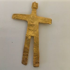 Figure pin.  Goldplated created by Joanne Cooper in 1980s.  Signed
